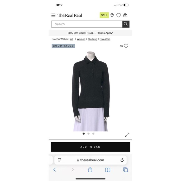 Brochu Walker Wool/Cashmere Sweater Removable Collar Charcoal Gray Women’s Sz XS - Picture 1 of 10